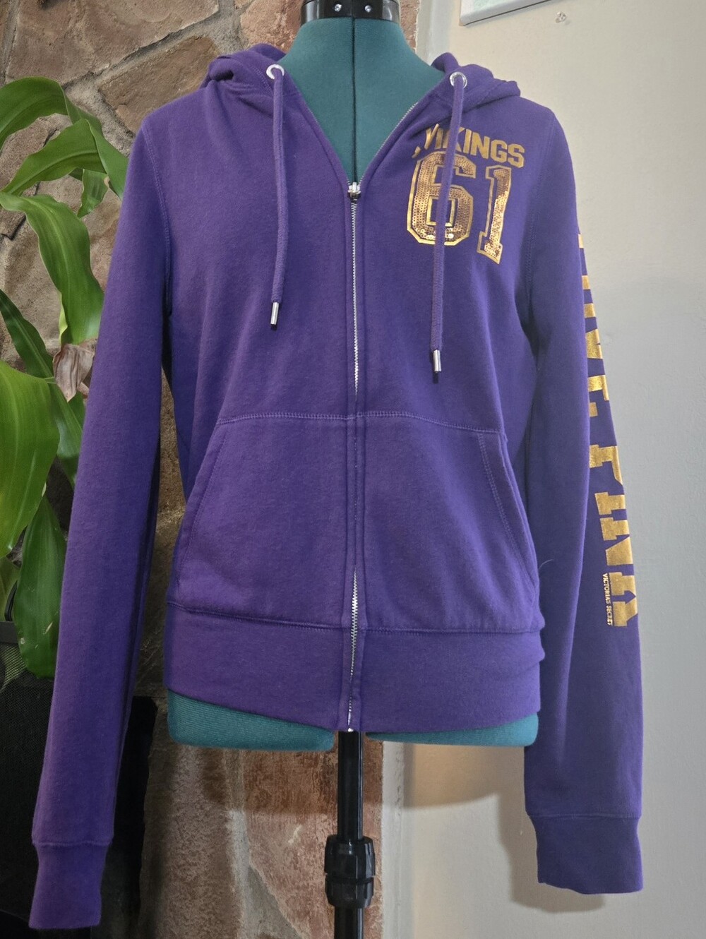 Rare PINK x 5th & Ocean NFL Bling Zip Up Sweatshirt - Minnesota Vikings